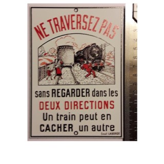 Plaque "Ne traversez pas "Laborde, format carte postale 15 x 10,5