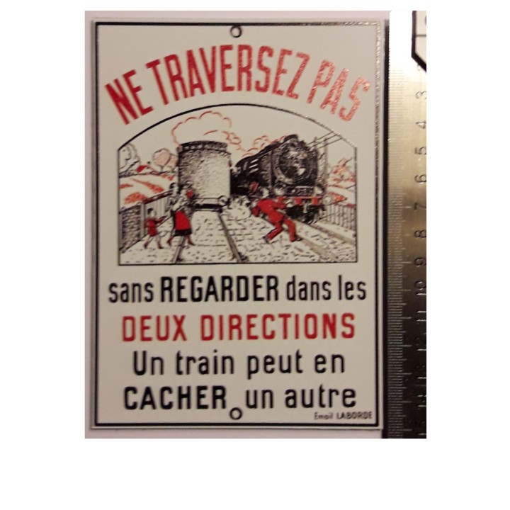 Plaque "Ne traversez pas "Laborde, format carte postale 15 x 10,5