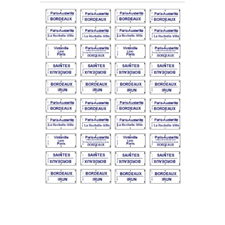 Plaque d'itinéraires  laiton, ho 1/87