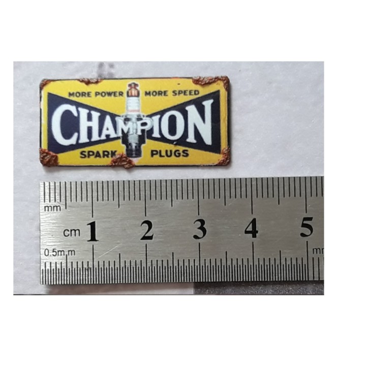 Repro de plaque émaillée "Champion" 1/43,5 - 1/87