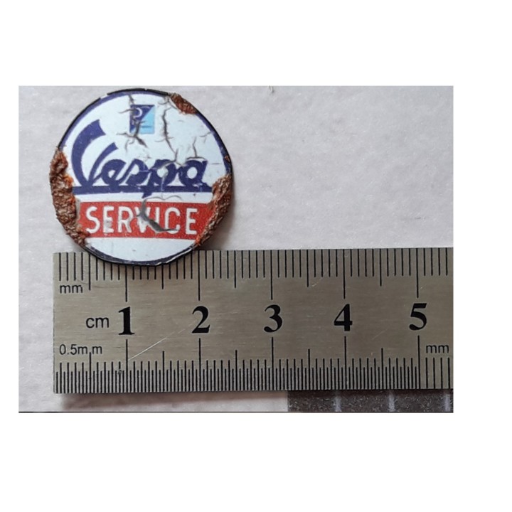 Repro de plaque émaillée "Vespa Service" 1/43,5 - 1/87