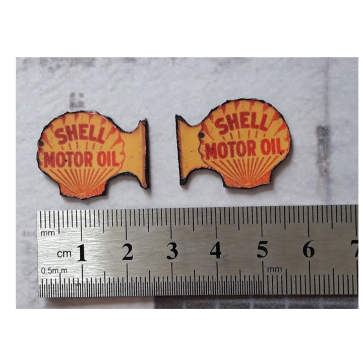 Repro de plaque émaillée " Enseigne Shell Motor Oil" 1/43,5 - 1/87