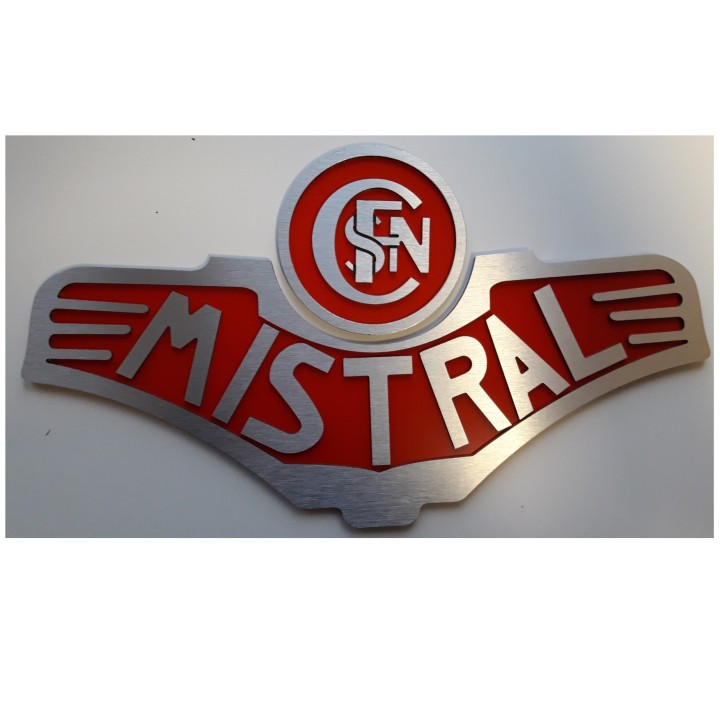 Plaque frontale Mistral, modèle vapeur avec logo Sncf entrelaçé