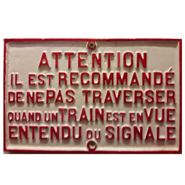 Plaque de passage à  niveau Attention, il est recommandé 1/43,5