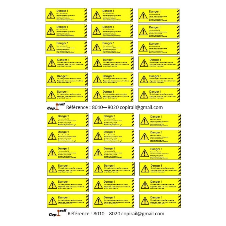 Plaque de sécurité de gares 8010 8020 échelle zéro