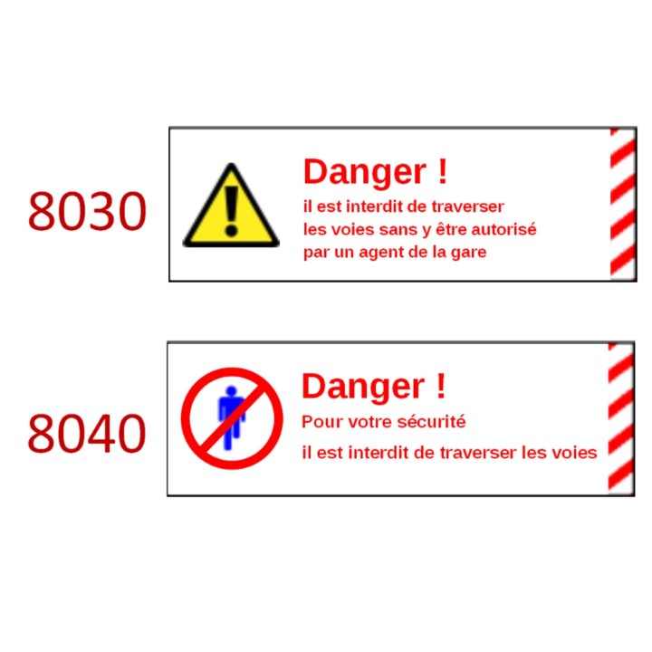 Plaque de sécurité de gares 8030 8040 échelle zéro