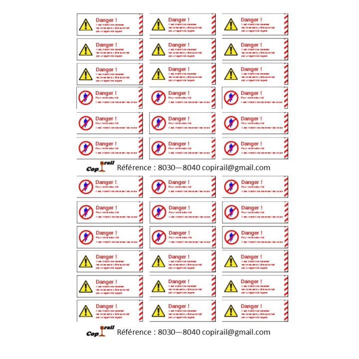 Plaque de sécurité de gares 8030 8040 échelle zéro