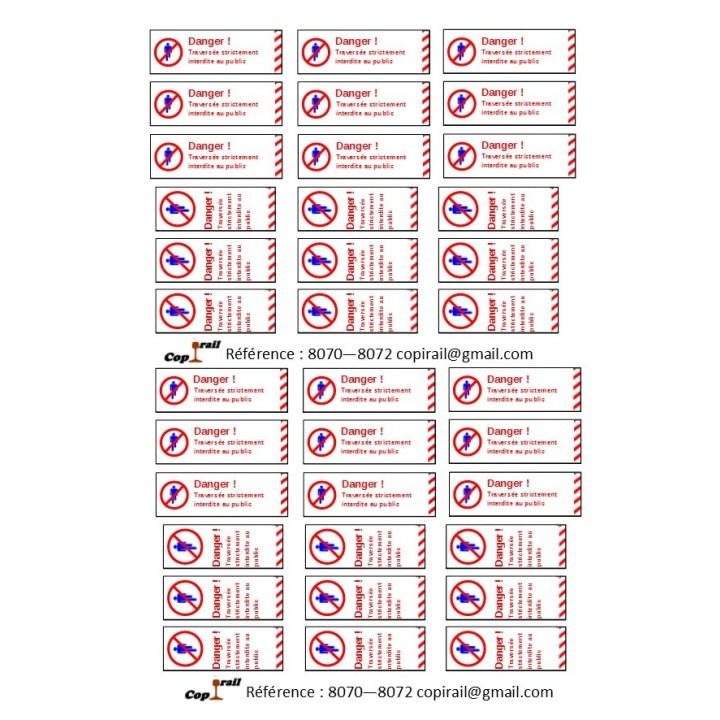 Plaque de sécurité de gares 8070 8072 échelle zéro