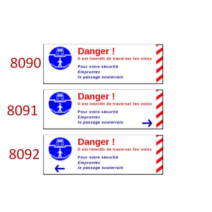 Plaque de sécurité de gares 8090-8091-8092 échelle zéro