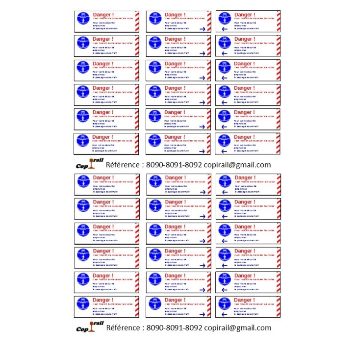 Plaque de sécurité de gares 8090-8091-8092 échelle zéro