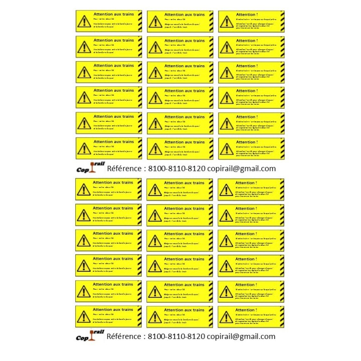 Plaque de sécurité de gares 8100-8110-8120 échelle zéro