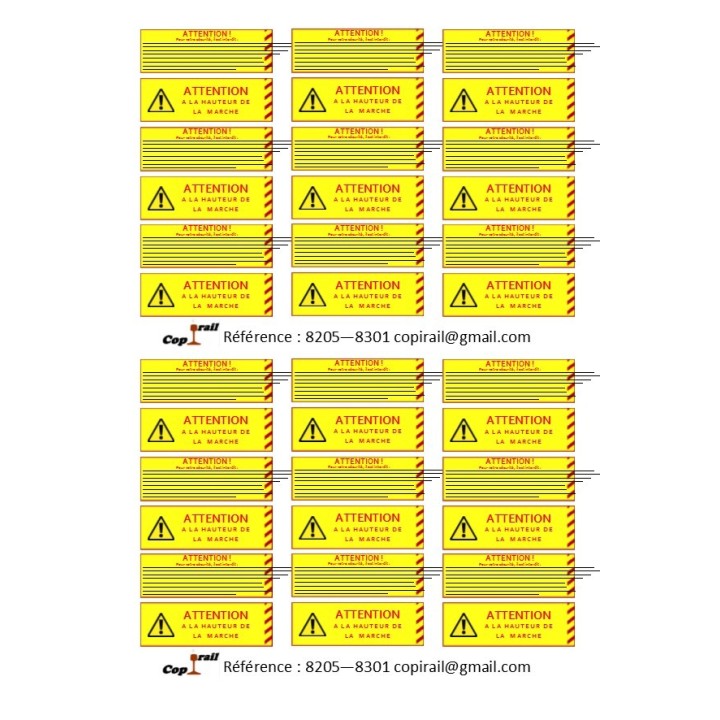 Plaque de sécurité de gares 8205-8301 échelle zéro